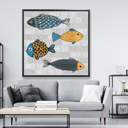 Framed 48 x 48 - Illustration of nautical fish