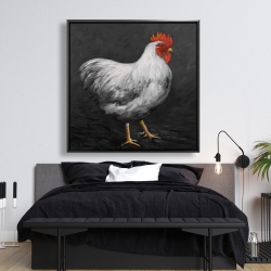 Framed 48 x 48 - Grey rooster 2