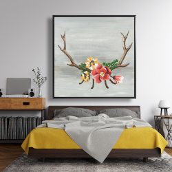 Encadré 48 x 48 - Bois de cerfs et fleurs