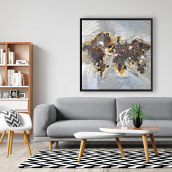 Framed 48 x 48 - Texturized world map with typography