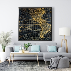 Encadré 48 x 48 - Globe terreste bleu et doré
