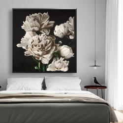 Encadré 48 x 48 - Pivoines beige