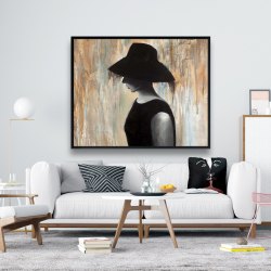 Encadré 48 x 60 - Audrey hepburn avec un grand chapeau