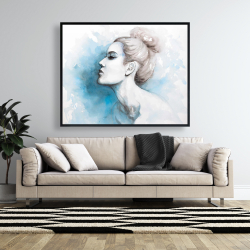 Framed 48 x 60 - Watercolor abstract girl profile view