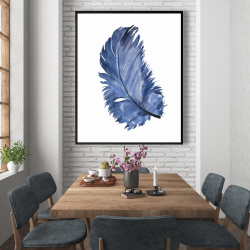 Framed 48 x 60 - Watercolor blue feather