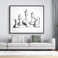 Framed 48 x 60 - Chess game pieces
