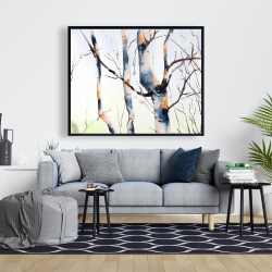 Framed 48 x 60 - Three small birch trees
