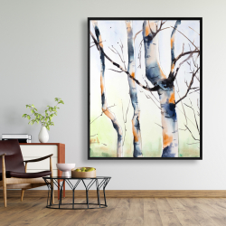 Framed 48 x 60 - Three small birch trees