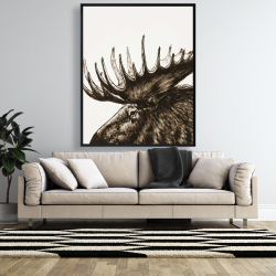 Framed 48 x 60 - Moose plume sepia