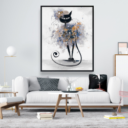 Framed 48 x 60 - Cartoon black cat