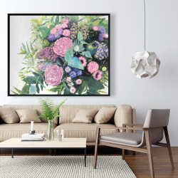 Encadré 48 x 60 - Mélodie de fleurs fuchsia