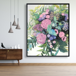 Encadré 48 x 60 - Mélodie de fleurs fuchsia