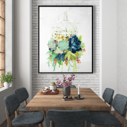 Framed 48 x 60 - Bird cage with cactus