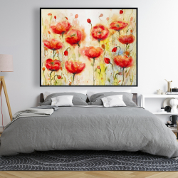 Framed 48 x 60 - Red flowers garden