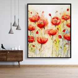 Framed 48 x 60 - Red flowers garden