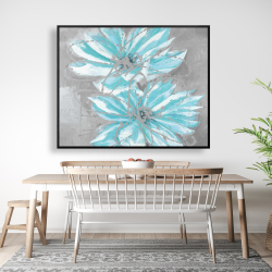 Encadré 48 x 60 - Deux petites fleurs bleues abstraites