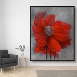 Encadré 48 x 60 - Fleur rouge dans le vent