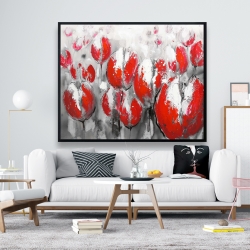 Framed 48 x 60 - Abstract red tulips