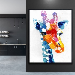 Encadré 48 x 60 - Girafe abstraite tacheté de couleurs