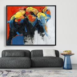 Encadré 48 x 60 - éléphant coloré et abstrait en mouvement
