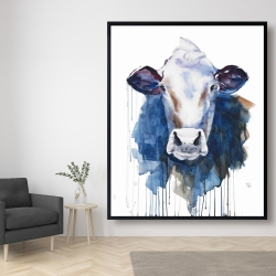 Encadré 48 x 60 - Vache à l'aquarelle