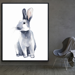 Framed 48 x 60 - Gray curious rabbit