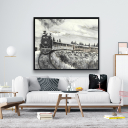 Framed 48 x 60 - Steam engine train