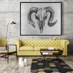 Framed 48 x 60 - Grayscale aries skull