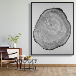 Framed 48 x 60 - Grayscale wood log