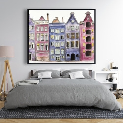 Encadré 48 x 60 - Vieilles maisons historiques d'amsterdam