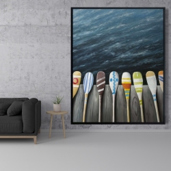 Framed 48 x 60 - Colorful paddles on the dock