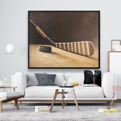 Framed 48 x 60 - Stick and hockey puck