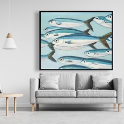 Framed 48 x 60 - Small fish of caesio caerulaurea
