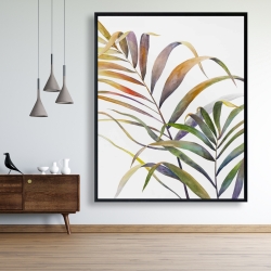 Encadré 48 x 60 - Feuilles de palmiers tropicaux à l'aquarelle