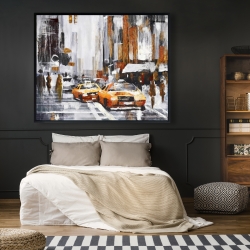 Encadré 48 x 60 - Rue de ville abstraite avec taxis jaunes