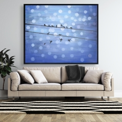 Encadré 48 x 60 - Oiseaux sur ciel bleu scintillant