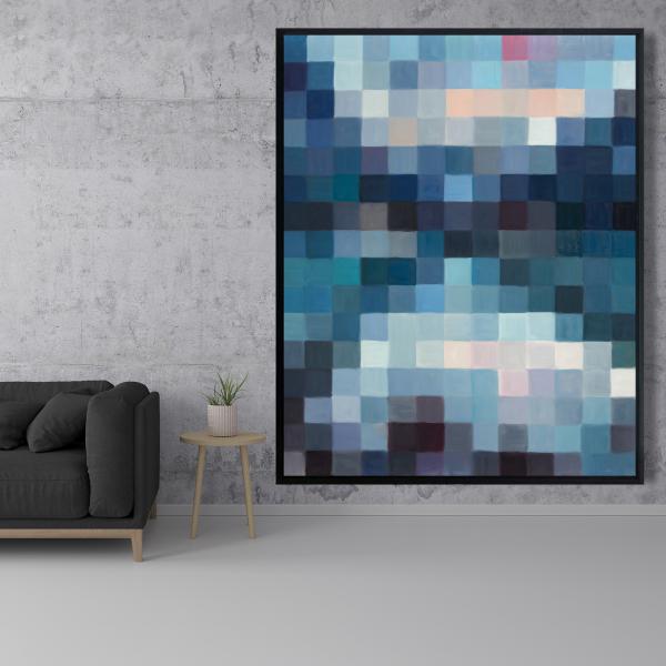 Encadré 48 x 60 - Paysage montagneux pixelisé