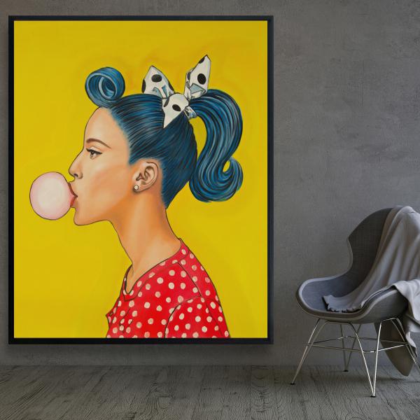 Encadré 48 x 60 - Femme rétro avec queue de cheval