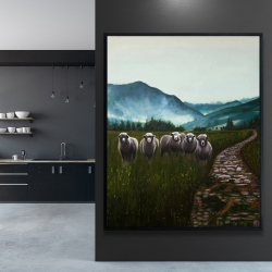 Encadré 48 x 60 - Moutons à la campagne