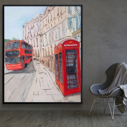 Framed 48 x 60 - London bus and telephone booth 