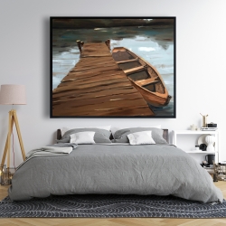 Framed 48 x 60 - Lake, dock and boat