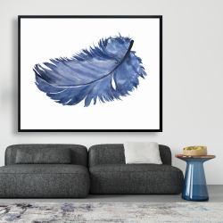 Framed 48 x 60 - Watercolor blue feather