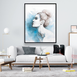 Framed 48 x 60 - Watercolor abstract girl profile view