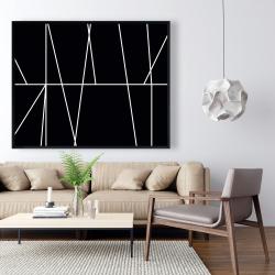 Encadré 48 x 60 - Rayures blanches sur fond noir