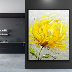 Framed 48 x 60 - Yellow fluffy flower