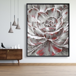 Encadré 48 x 60 - Fleur rouge et grise