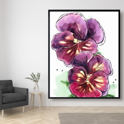 Framed 48 x 60 - Two blossoming orchid with wavy petals