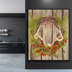 Encadré 48 x 60 - Couronne de noël avec panache