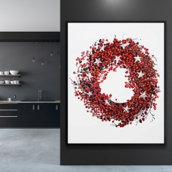 Framed 48 x 60 - Red berry wreath