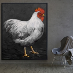 Framed 48 x 60 - Grey rooster 2